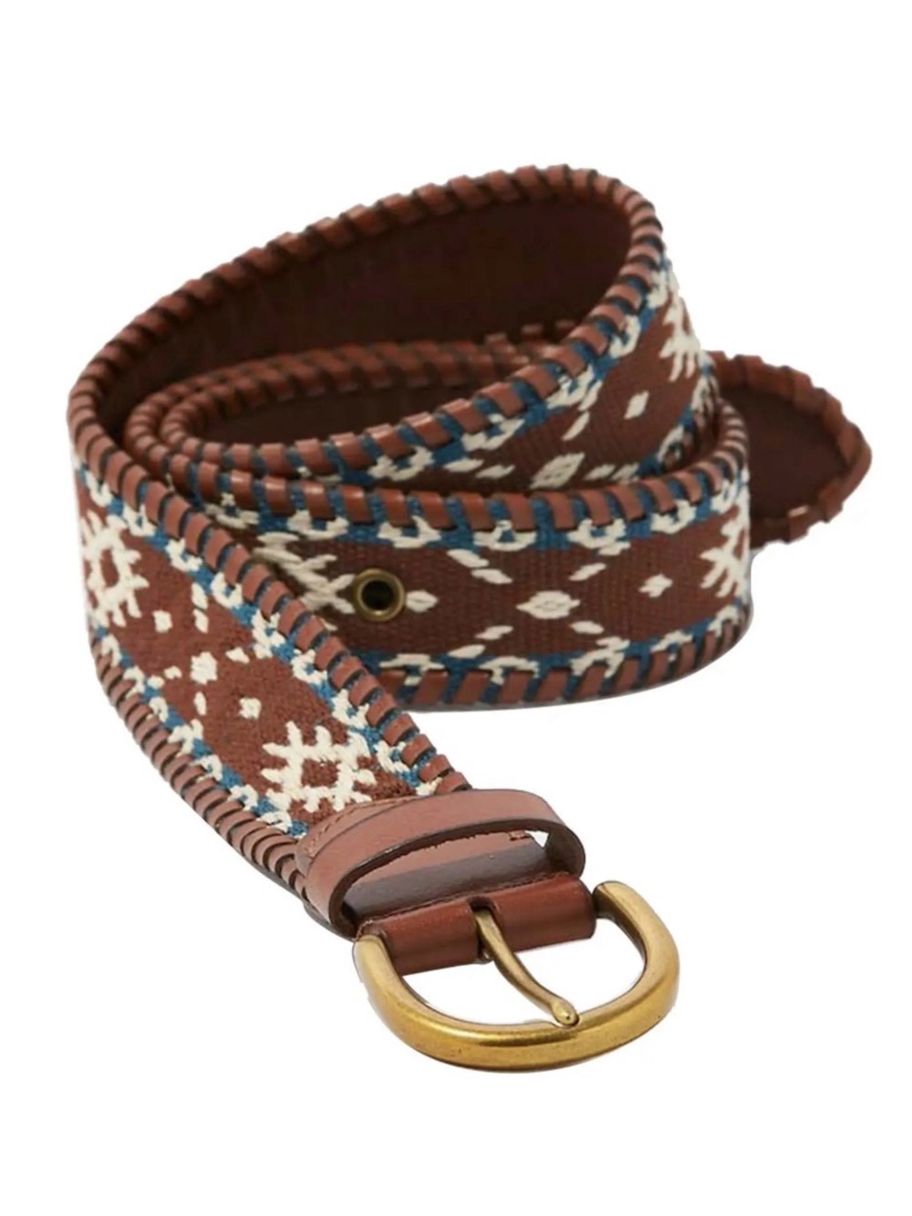 American Eagle Brown Embroidered Whipstitch Belt | Cowgirl | Boho | EUC